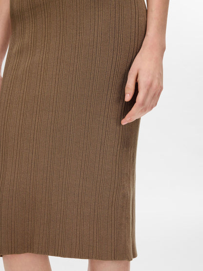 Brown knitted midi dress