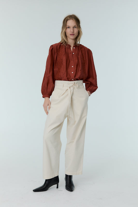 Burgundy red silk shirt for women Nuuk