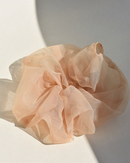 OVERSIZED SATIN-ORGANZA SCRUNCHIE - KHAKI GREEN