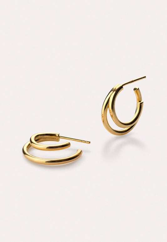 Street double hoop gold earrings