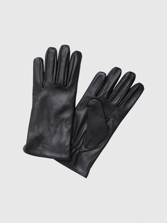 Black leather gloves for women