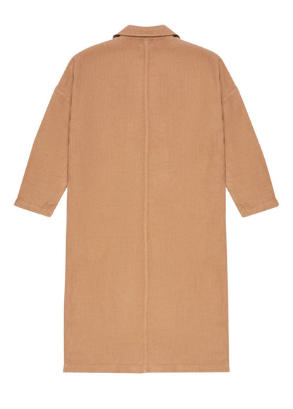 The New Society - Women's Long Beach Beige Linen Coat