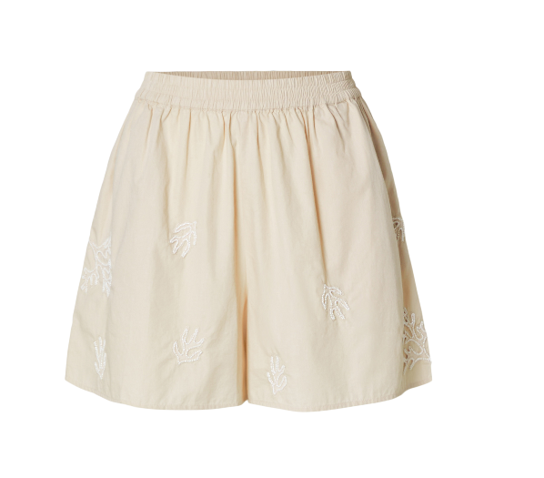 Beige shorts embroidered detail