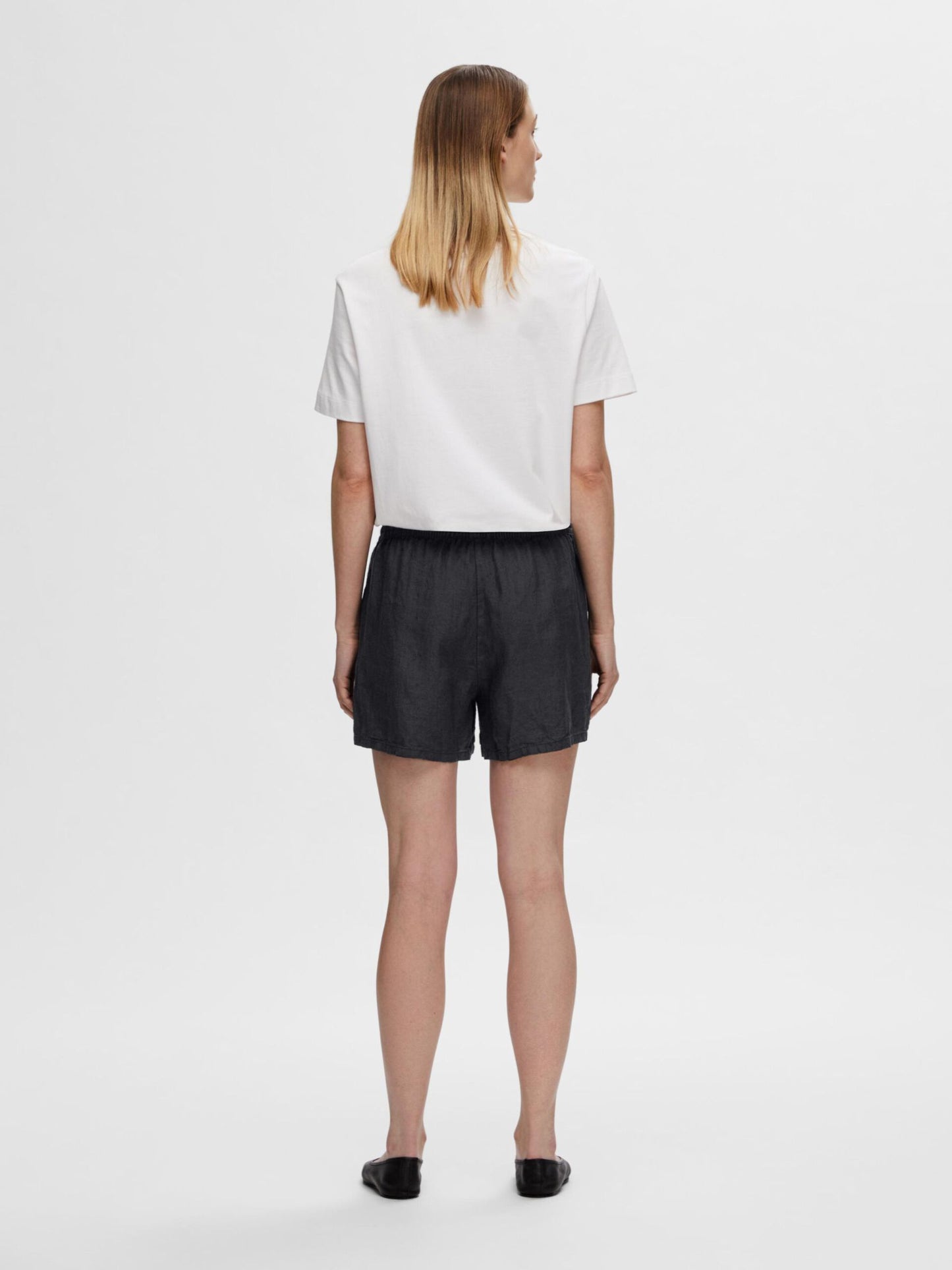 Black linen shorts