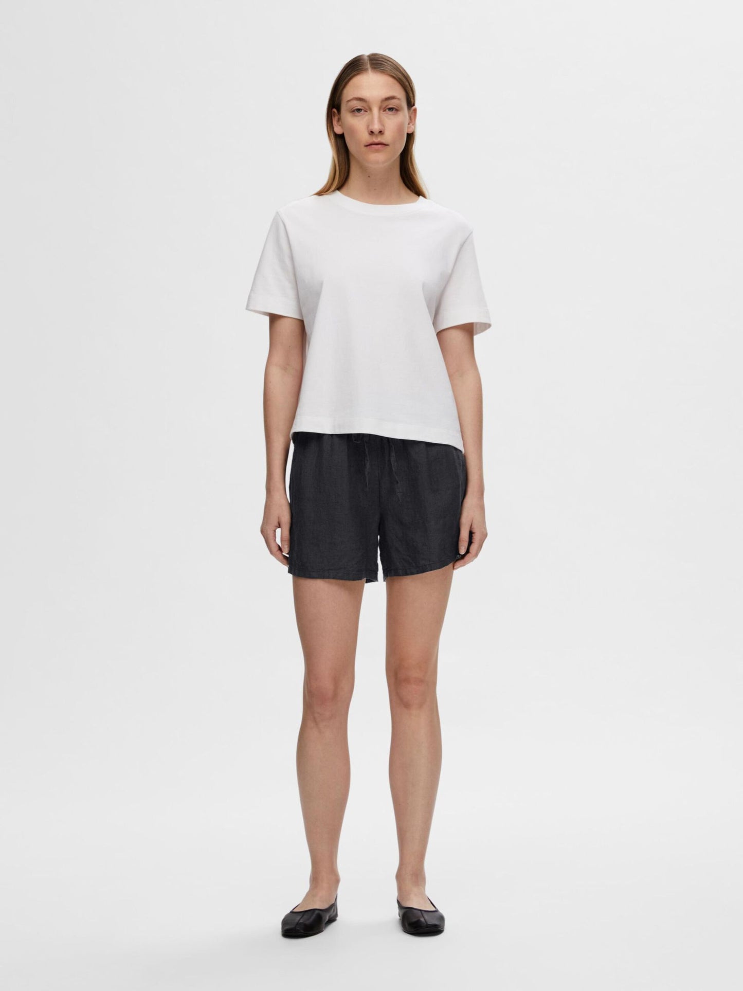 Black linen shorts