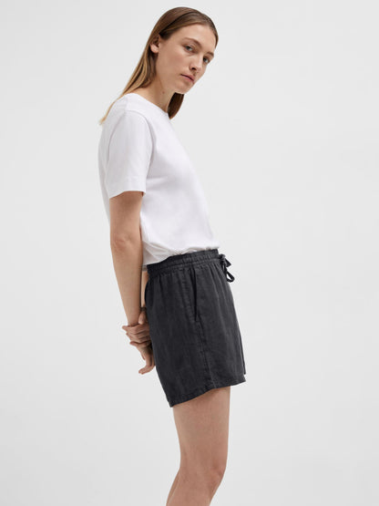 Black linen shorts