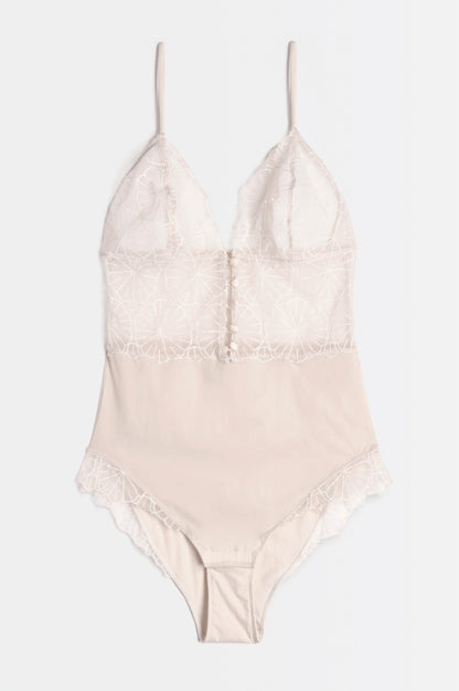 Sorbetto beige underwear bodysuit with lace