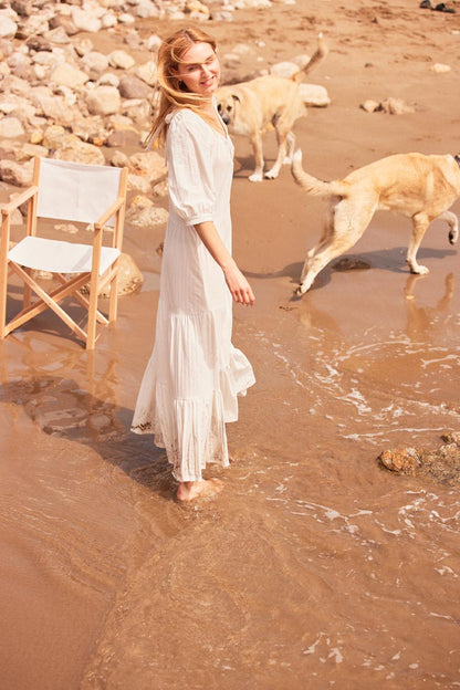 Vestido boho blanco de algodón orgánico